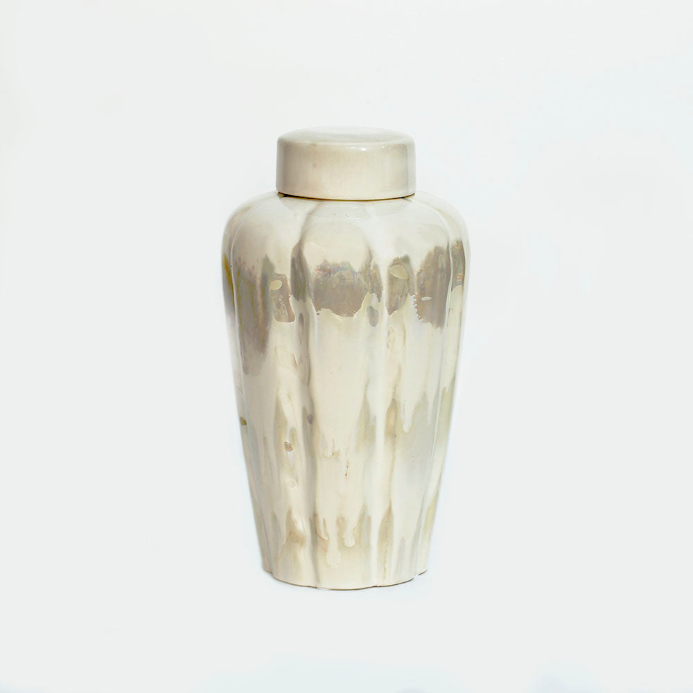 Ceramic Brown and White Tea Jar