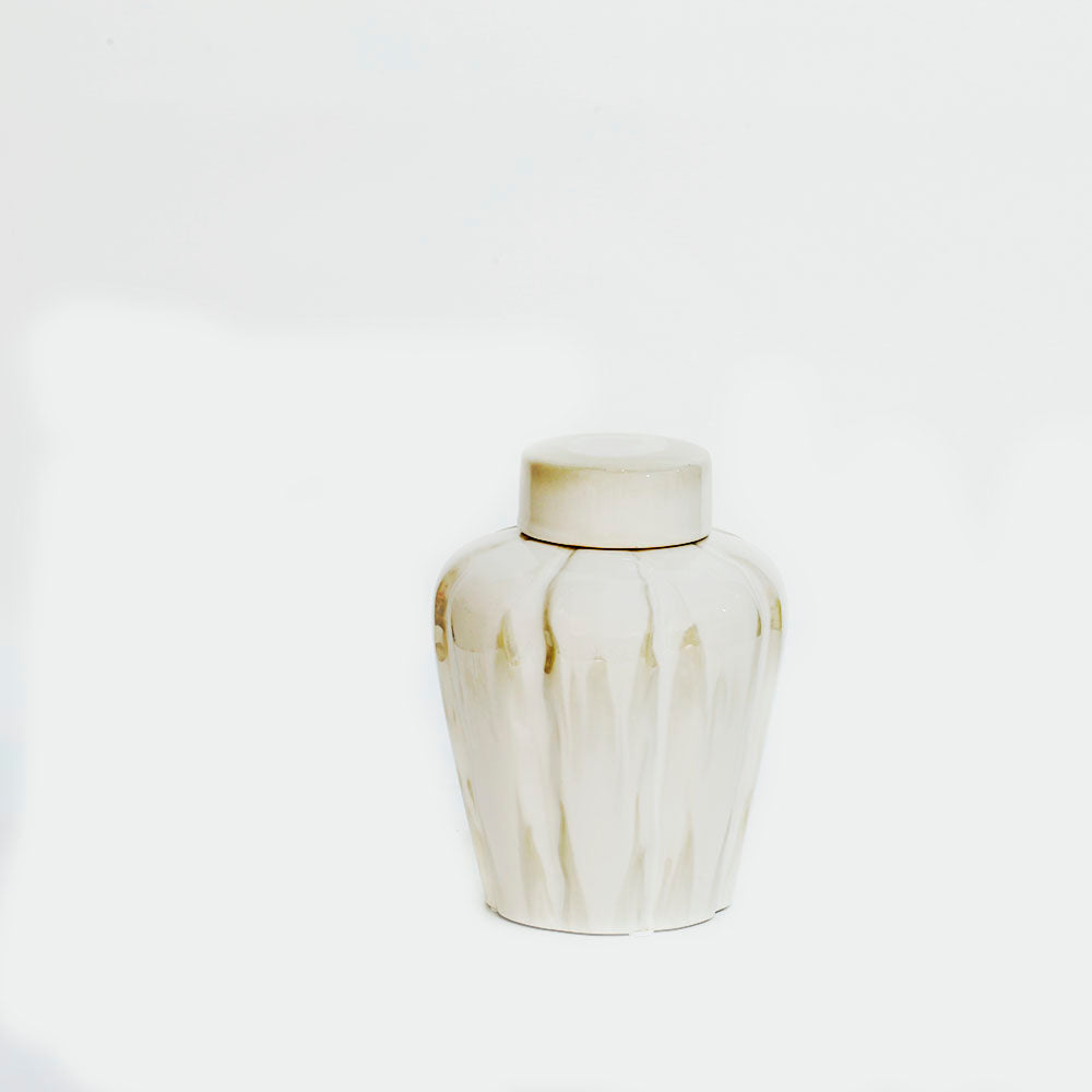 Ceramic Brown and White Tea Jar