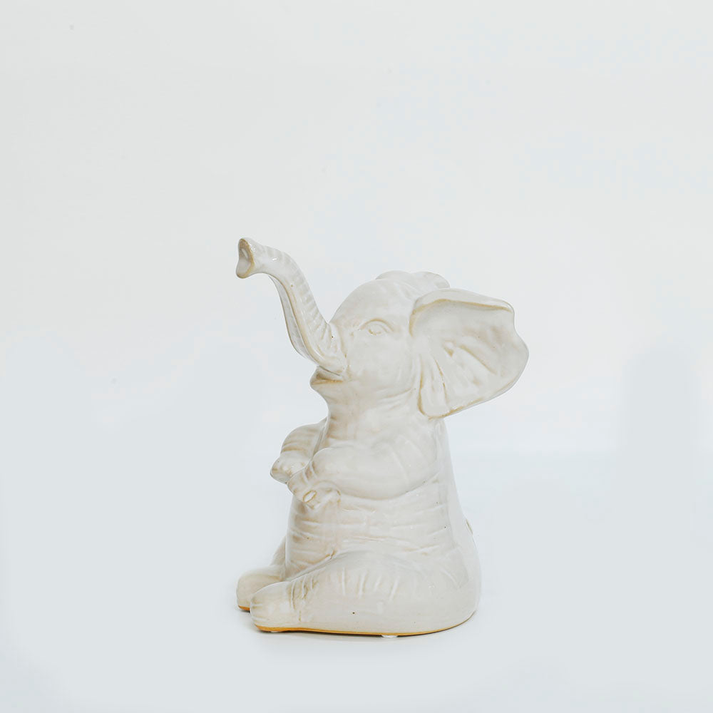 Ceramic White Elephant Figurine
