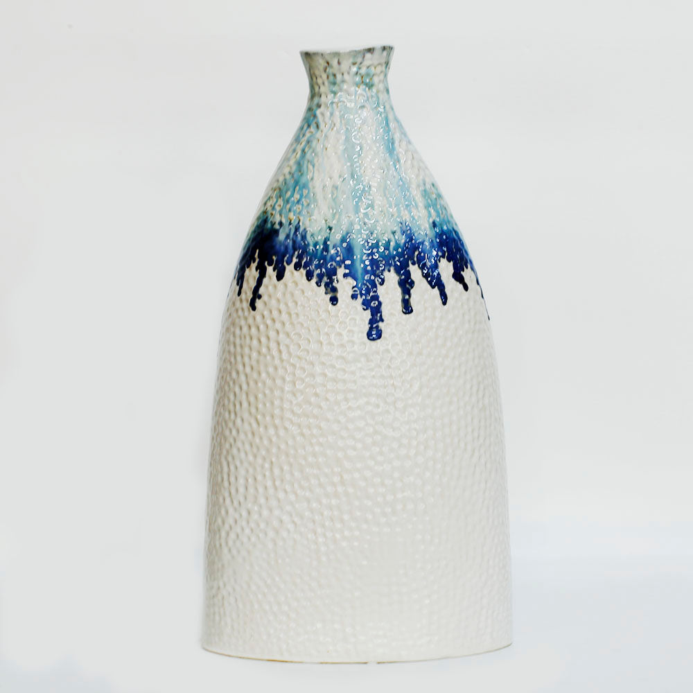 Ceramic White and Blue Vase