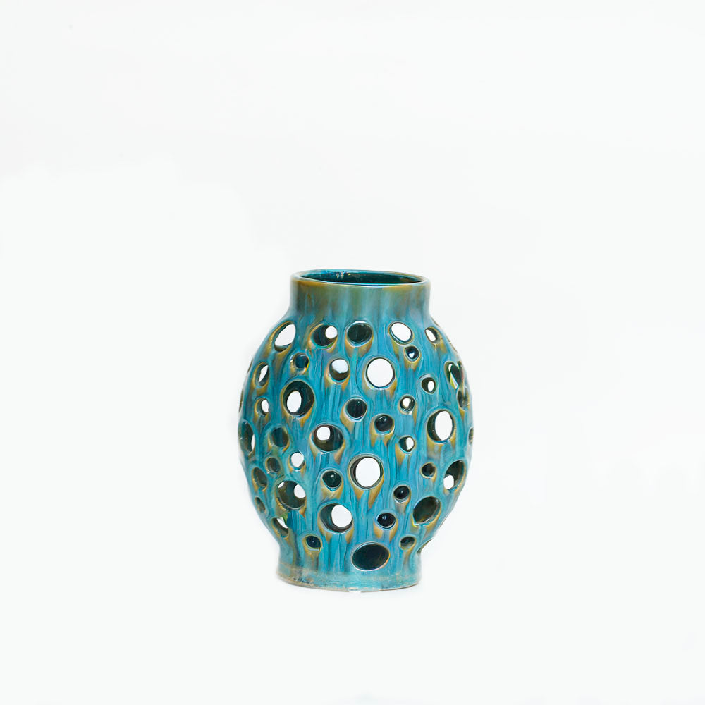 Ceramic Blue Pierced Vase