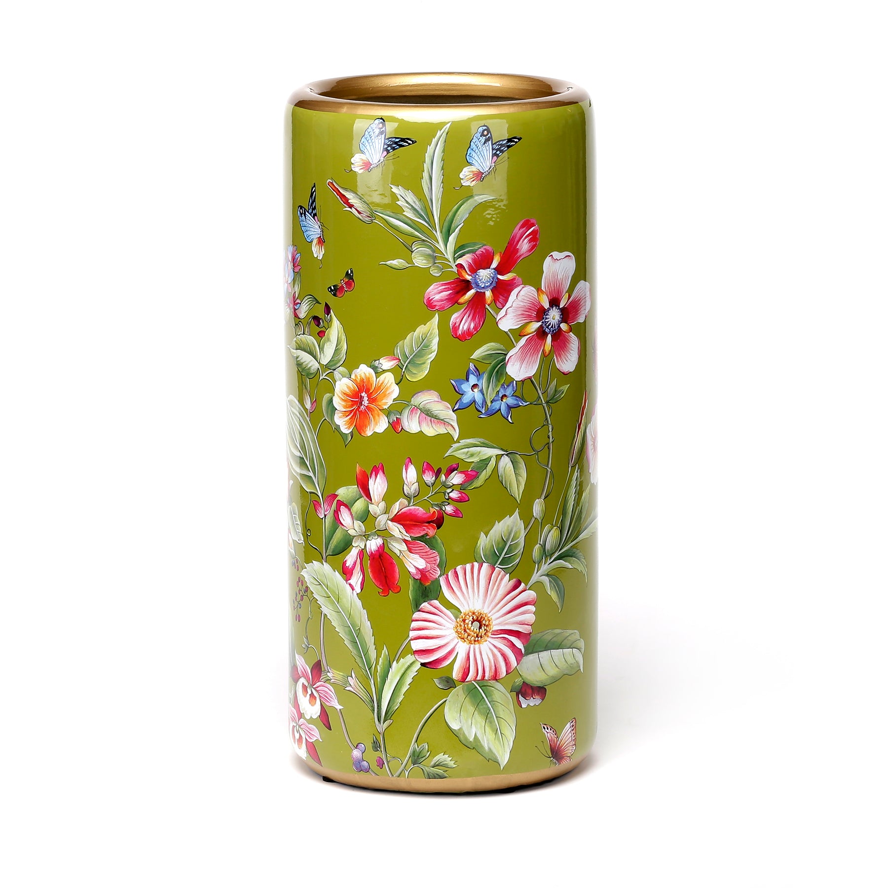 Ceramic Floral and Butterfly Vase/ Umbrella Holder