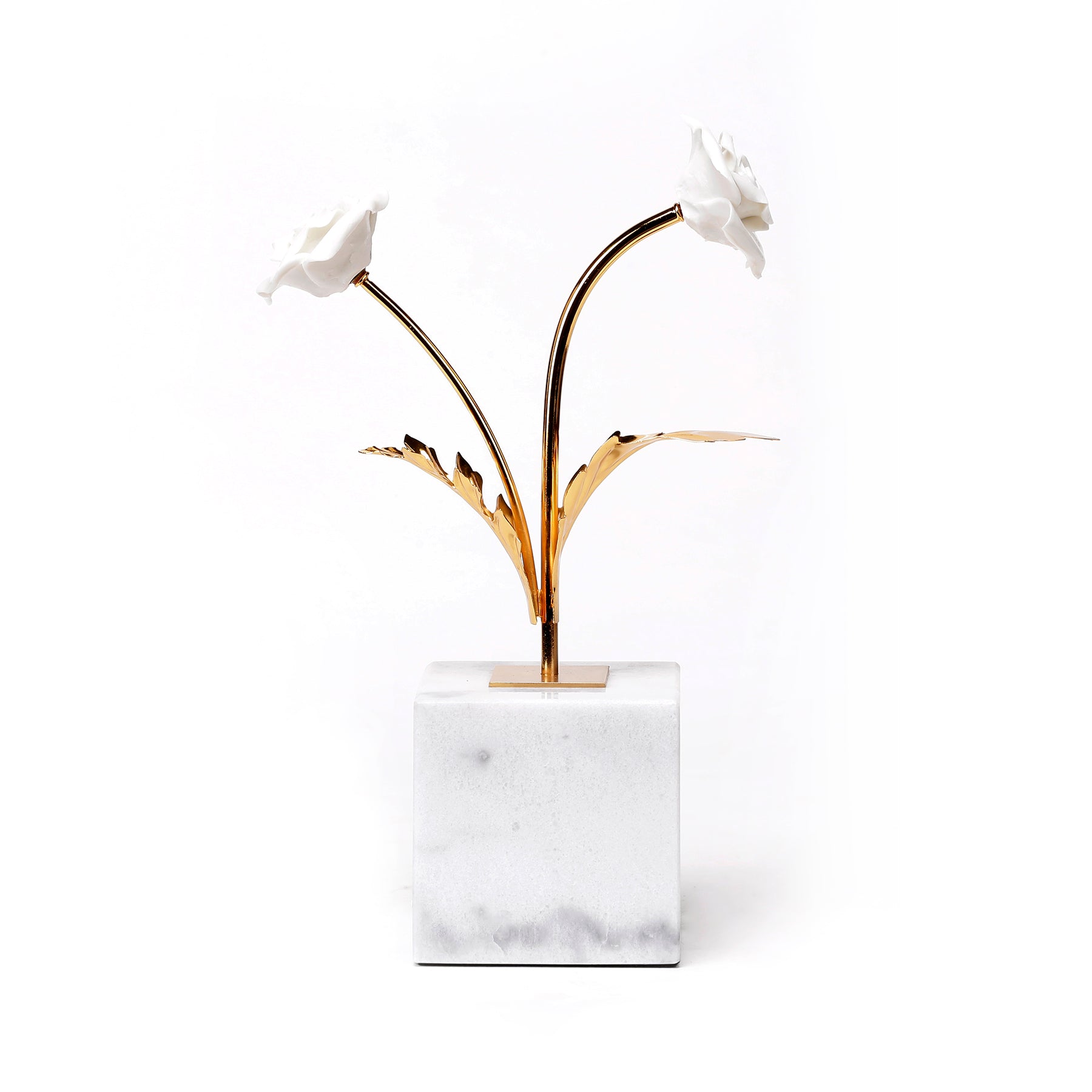Ceramic Hand-Crafted Roses Figurine with Marble Base TWO SIZES