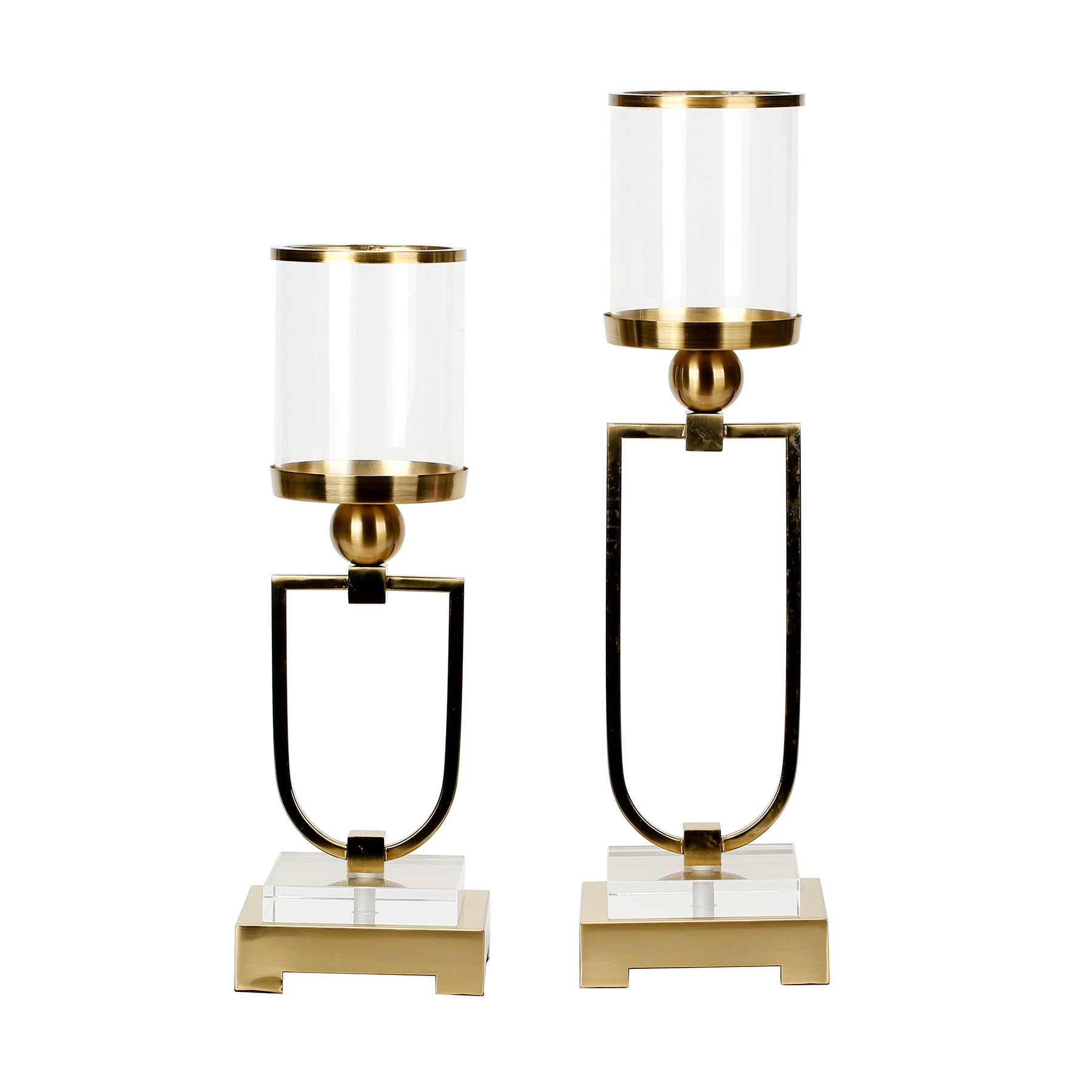 Metal and Glass Candleholder set of 2pcs