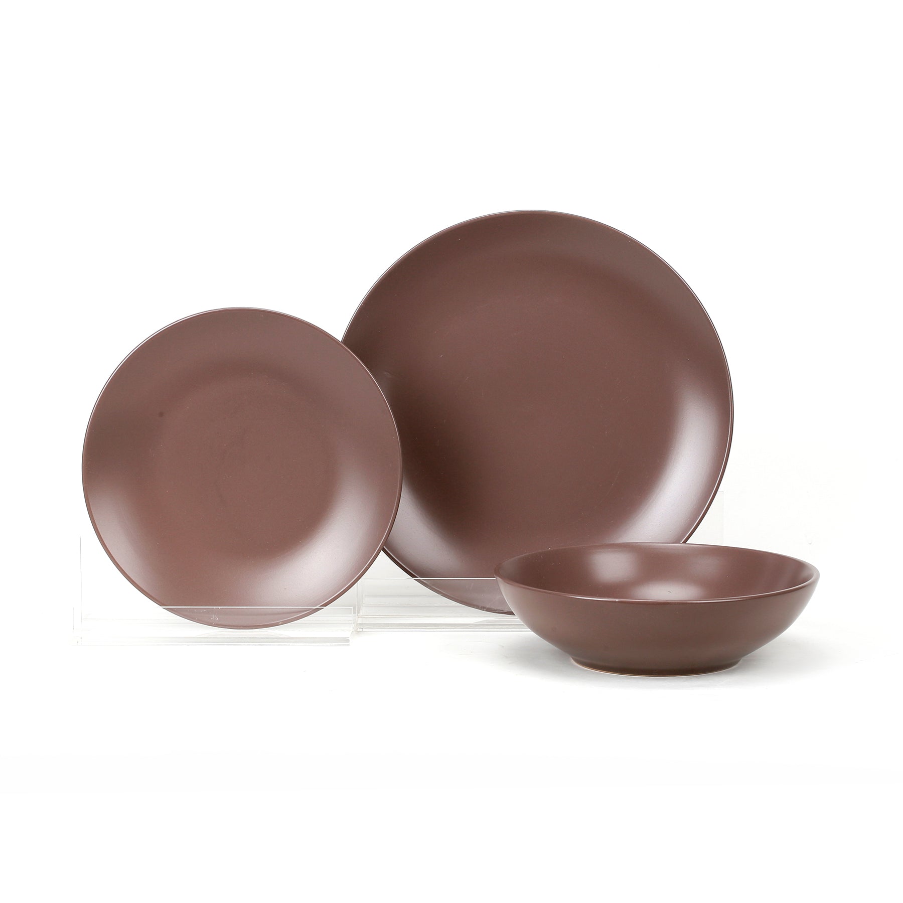 Ceramic Brown Dinnerware set of 3pcs / Total 12 pcs for 4 people