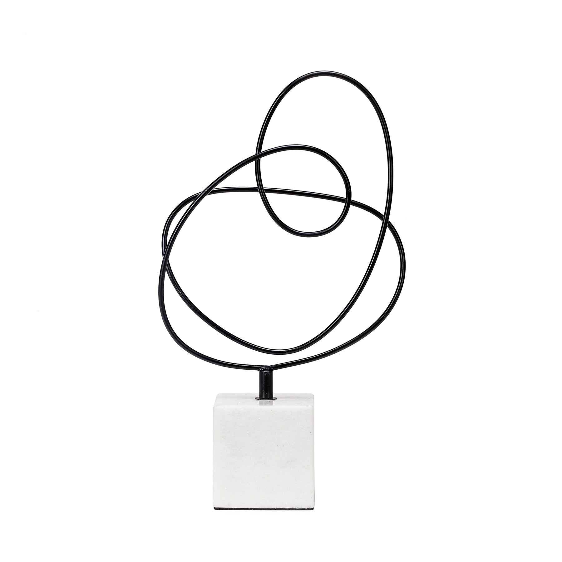 Geometric Metal Décor with White Marble Stand
