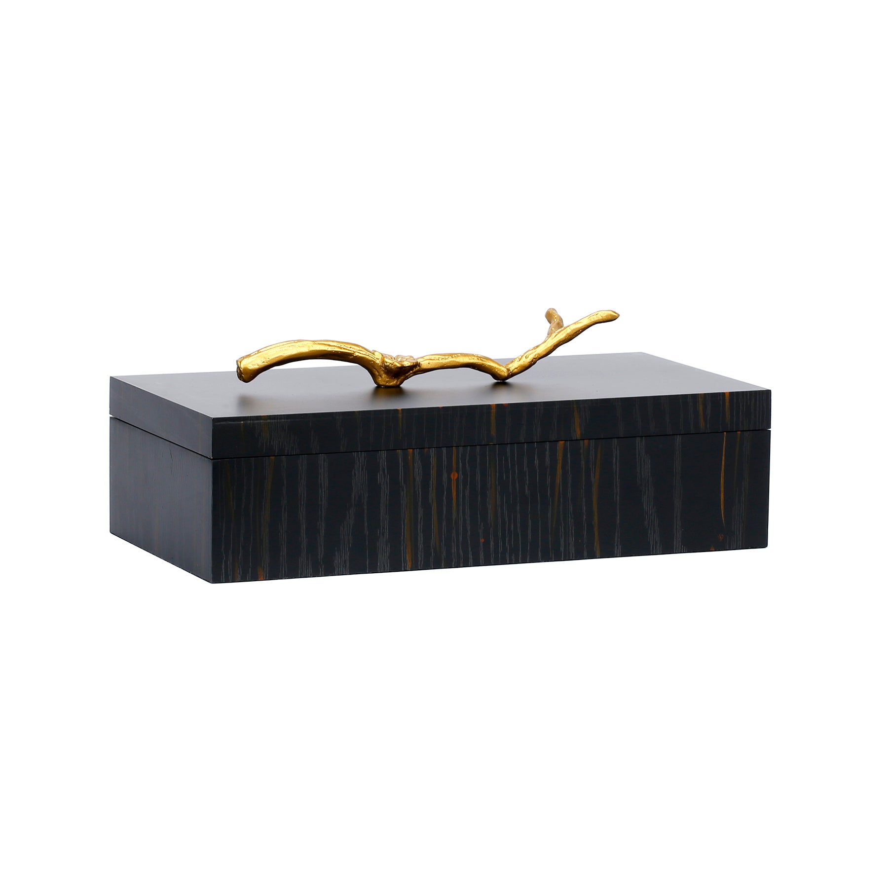 Wood Black Box with Metal Handle
