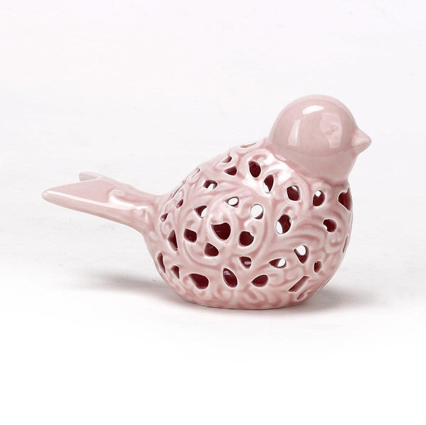 Ceramic Pink Pierced Bird