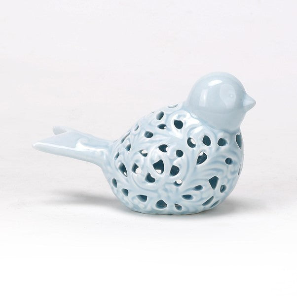 Ceramic Light Blue Pierced Bird